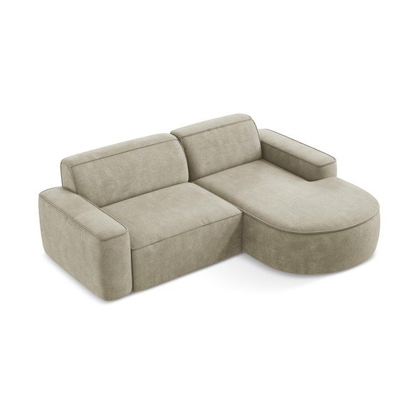 Smėlio spalvos iš šenilinio audinio kampinė sofa (su dešiniuoju kampu/su gultu) Omao – Makamii-image-4