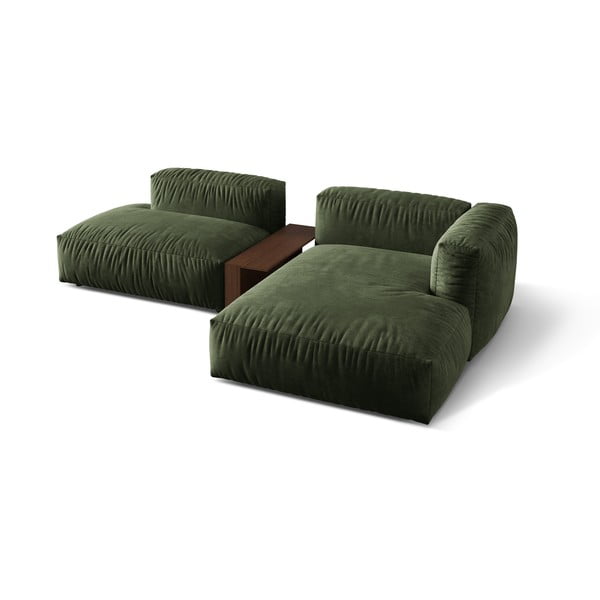 Žalios spalvos iš velveto modulinė kampinė sofa (su dešiniuoju kampu/su gultu) Martina – Micadoni -image-3