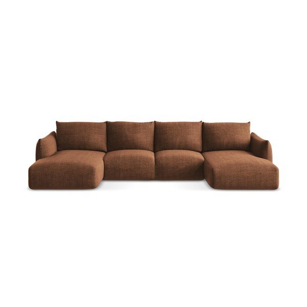 Terakotos spalvos sulankstoma kampinė sofa („U“ formos) Leila – Makamii