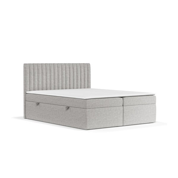 Spyruoklinė lova šviesiai pilkos spalvos su sandėliavimo vieta 140x200 cm Spencer – Maison de Rêve