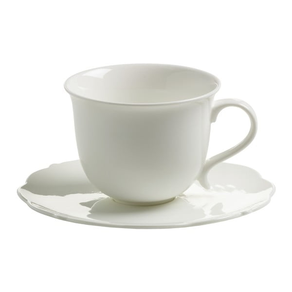 4 porcelianinių puodelių ir lėkščių rinkinys "Maxwell & Williams White Rose", 310 ml