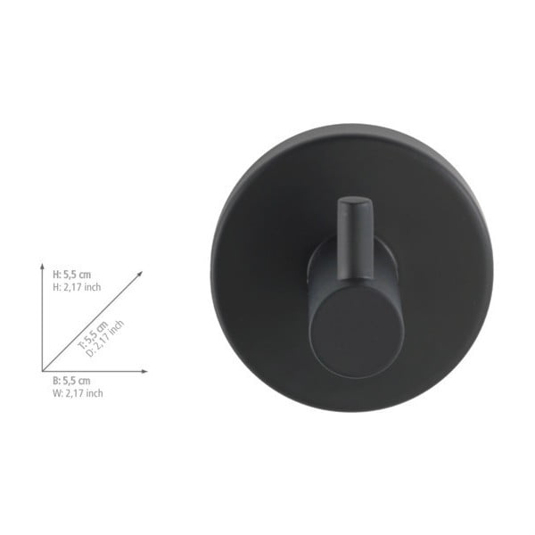 Klijuojamas iš nerūdijančio plieno kablys matinės juodos spalvos Bosio – Wenko-image-1