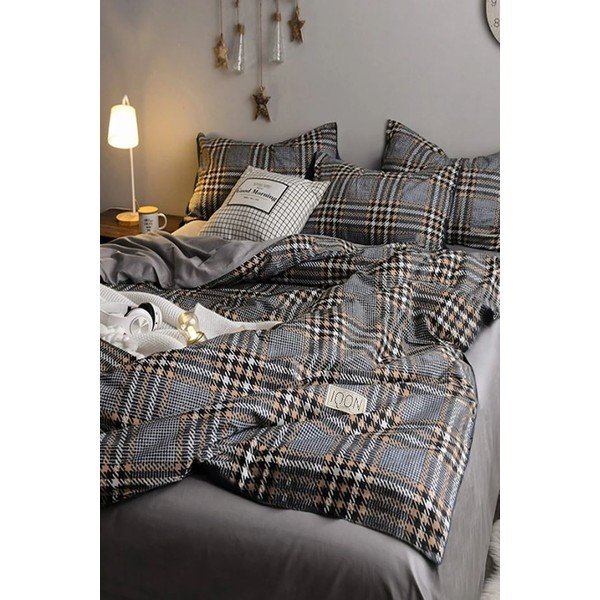 Pilka medvilninė viengulė/pratęsta patalynė su paklode 160x220 cm - Mila Home-image-3