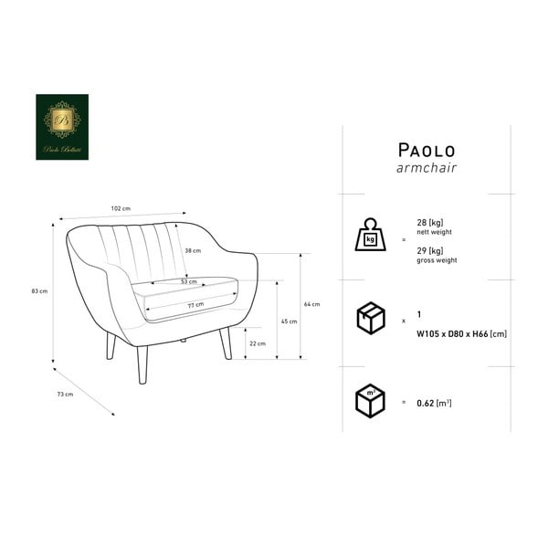Garstyčių geltonos spalvos fotelis Mazzini Sofas Benito-image-2