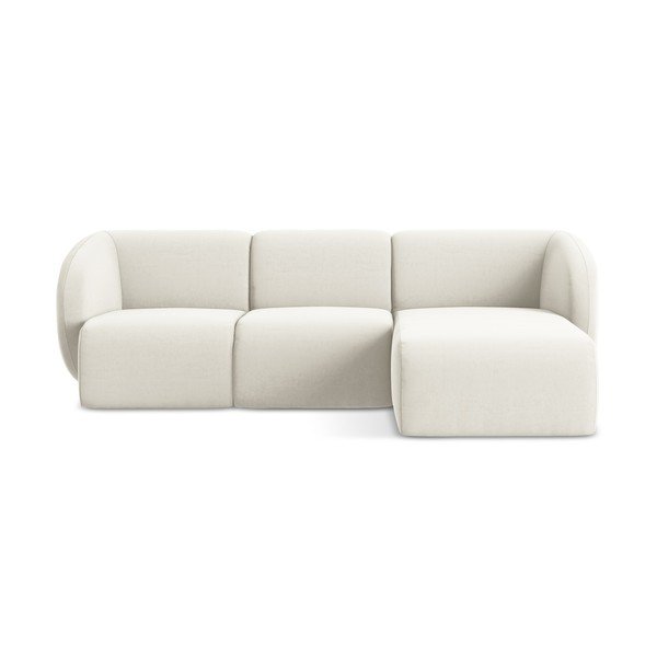 Smėlio spalvos kampinė sofa iš velveto (su dešiniuoju kampu/su gultu) Lani – Makamii