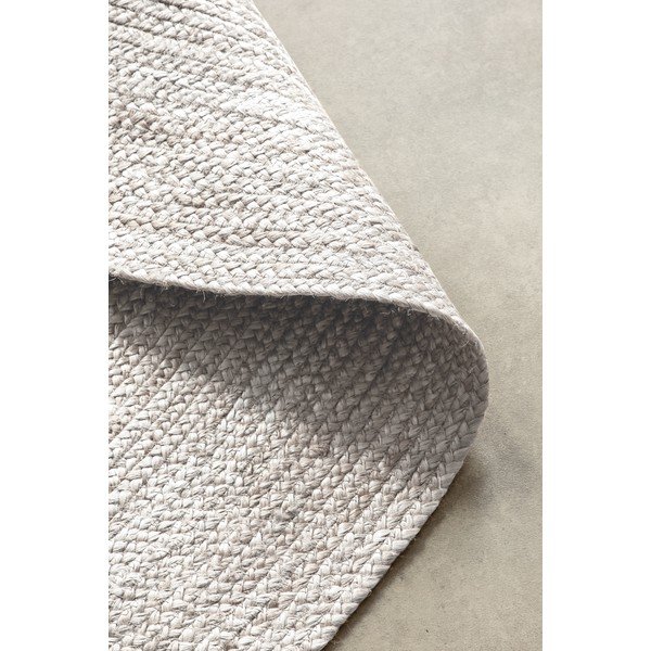 Apverčiamas/rankų darbo baltos spalvos iš džiuto apvalios formos kilimas ø 140 cm Braided – Hanse Home-image-4