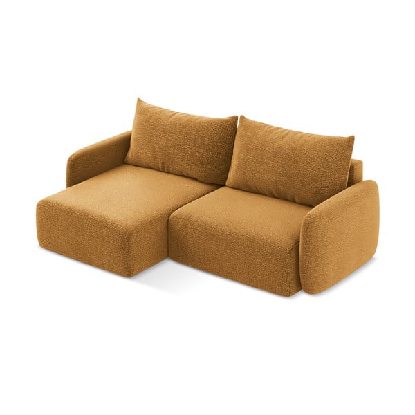 Oranžinės spalvos sulankstoma/su sandėliavimo vieta kampinė sofa (su kairiuoju kampu) Kalena – Makamii-image-4