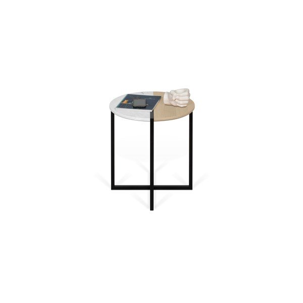 Apvalus kavos staliukas su ąžuoliniu stalviršiu ø 50 cm Sonata - TemaHome-image-4