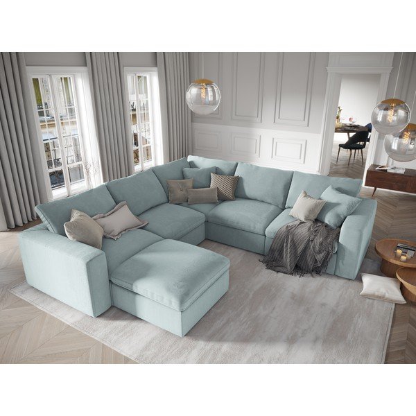 Šviesiai mėlyna apverčiama kampinė modulinės sofos dalis Windsor & Co Sofas Galaxy-image-4