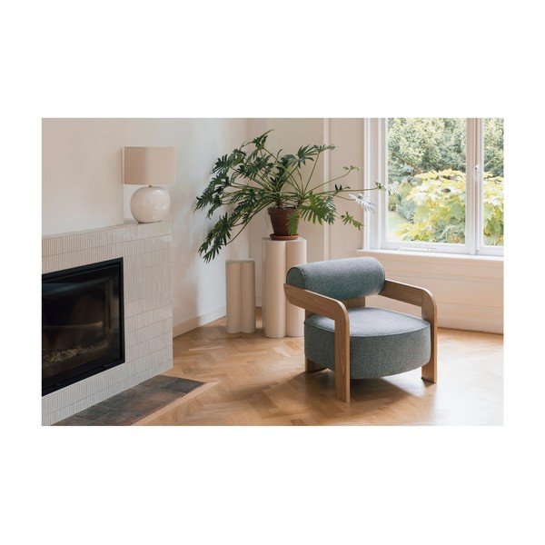 Pilkai mėlynos spalvos iš boucle krėslas Oolong – Zuiver-image-1