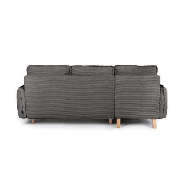 Sulankstoma (kintama) kampinė sofa pilkos spalvos iš kordinio velveto Tori – Bonami Selection-image-4