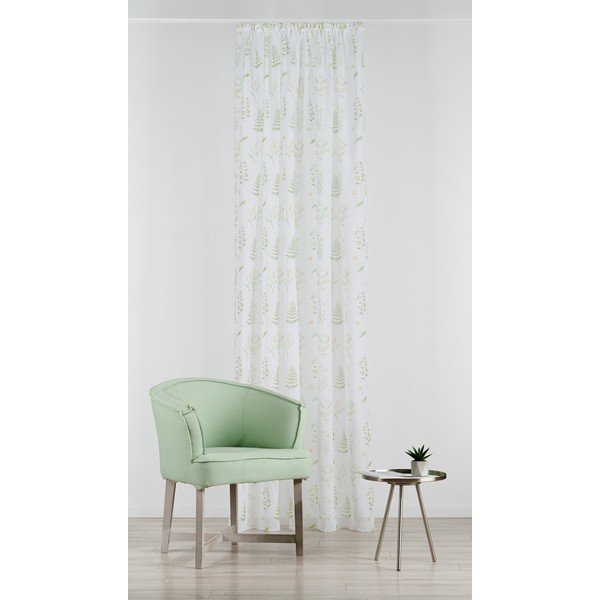 Permatoma užuolaida baltos spalvos/žalios spalvos 140x245 cm Caledonia – Mendola Fabrics-image-1