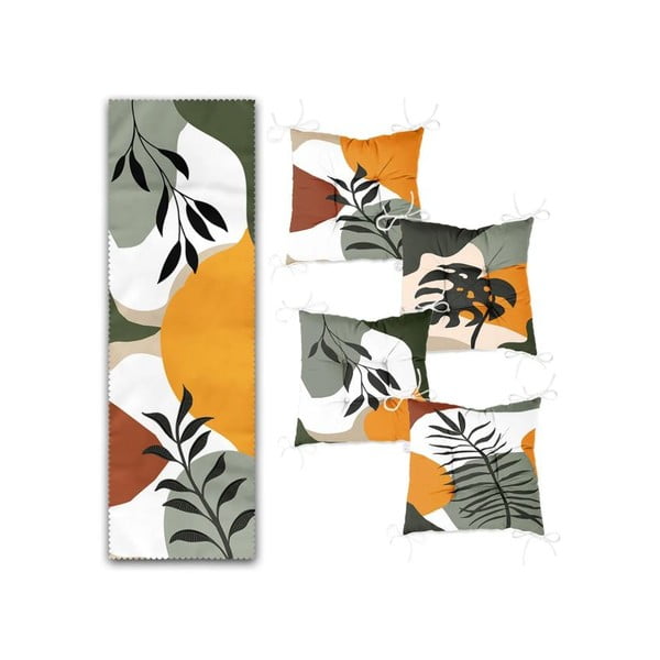 Stalo takelių ir kėdžių pagalvėlių rinkiniai 5 vnt. Illustrated Autumn – Mila Home