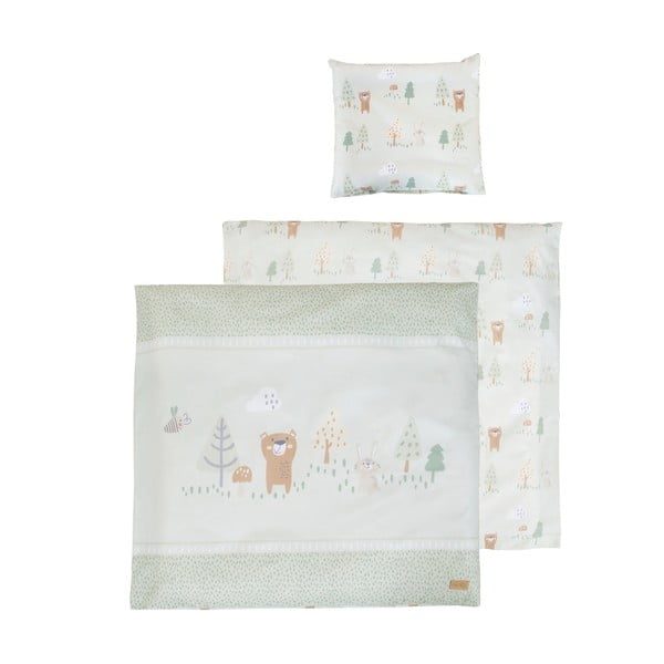 Šviesiai žalios spalvos iš medvilnės vaikiška patalynė vaikiškai lovai 80x80 cm Woodland Buddies – Roba