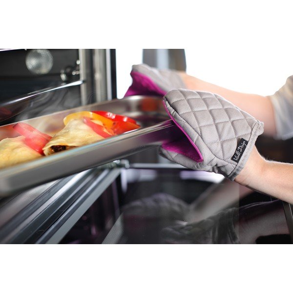 Violetinės ir pilkos spalvos medvilninė puodynė su silikoniniu Vialli dizainu-image-1