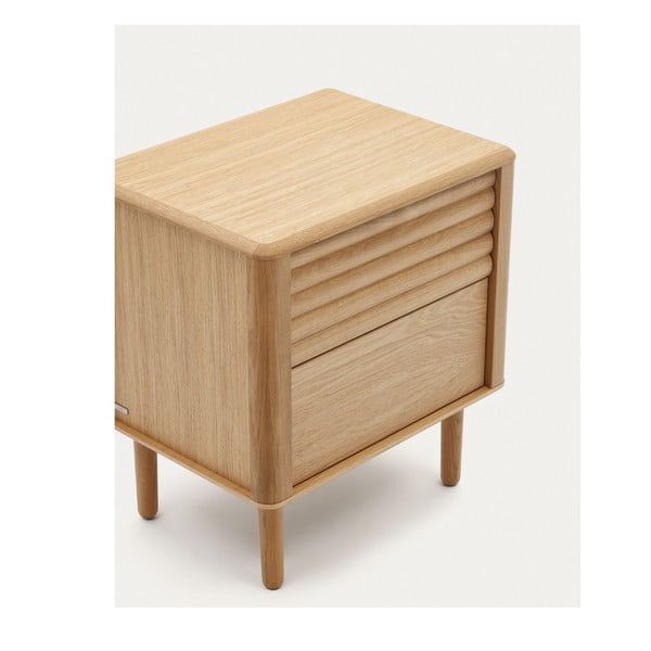 Naktinis staliukas natūralios spalvos iš ąžuolo Lenon – Kave Home-image-4