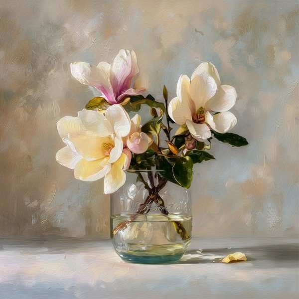 Spausdintas paveikslas tapyba ant drobės 32x32 cm Magnolias – Styler