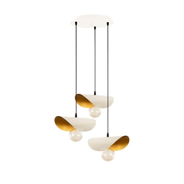 Baltos spalvos/auksinės spalvos kabantis šviestuvas su metaliniu gaubtu Sivani – Opviq lights