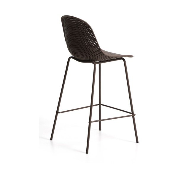 Rudos spalvos metalinė/plastikinė sodo baro taburetė Quinby – Kave Home-image-3