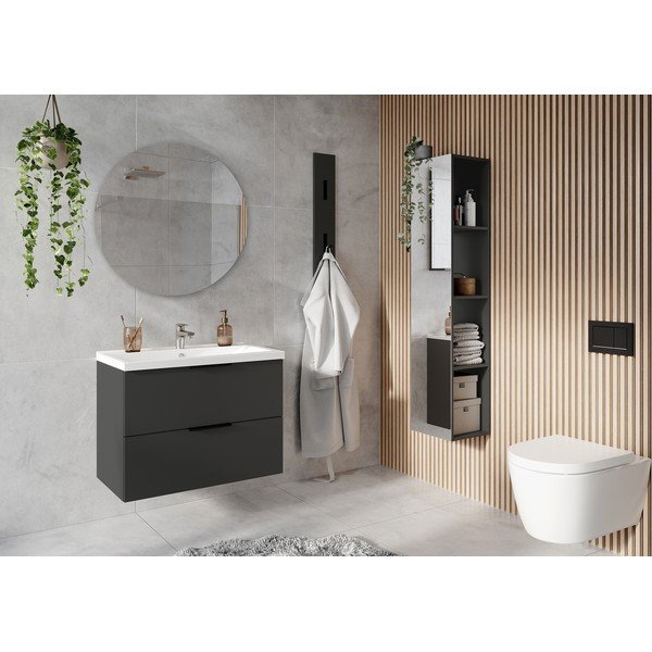 Antracito spalvos matinis pakabinama spintelė su kriaukle 81x65 cm Crandon – Germania-image-1