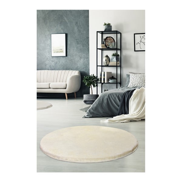 Kreminės ir baltos spalvos kilimas Milano, ⌀ 90 cm
