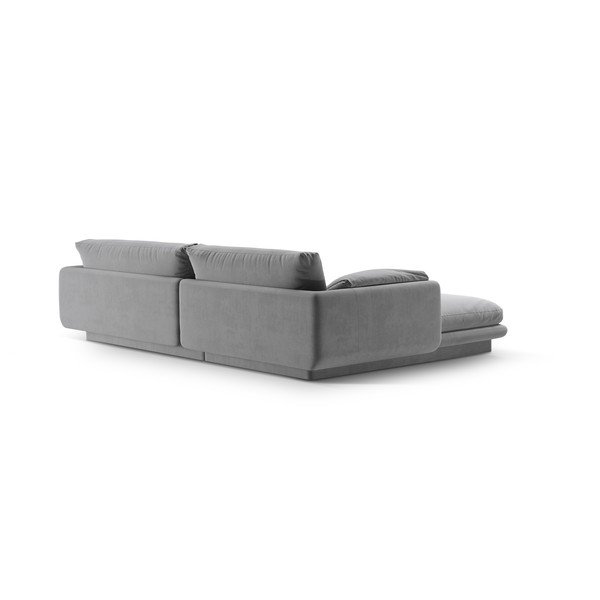 Iš velveto kampinė sofa šviesiai pilkos spalvos (su dešiniuoju kampu/su gultu) Torino – Micadoni -image-3
