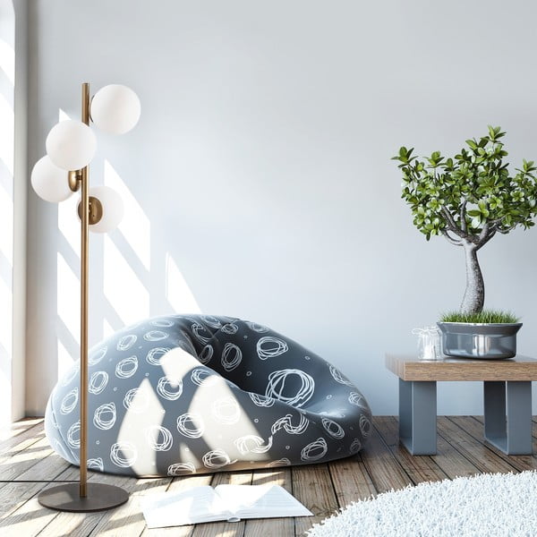 Pastatomas šviestuvas juodos spalvos/auksinės spalvos (aukštis 130 cm) su stiklo gaubtu Faze – Opviq lights-image-1