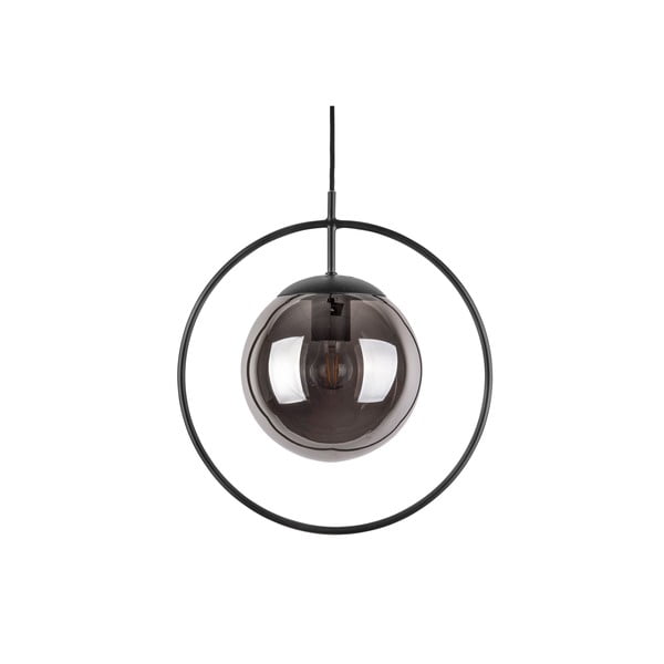 Pilkos ir juodos spalvos pakabinamas šviestuvas "Leitmotiv Round", aukštis 38 cm