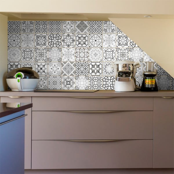 30 sieninių lipdukų rinkinys Ambiance Cement Tiles Shade of Gray Bari, 10 x 10 cm-image-3