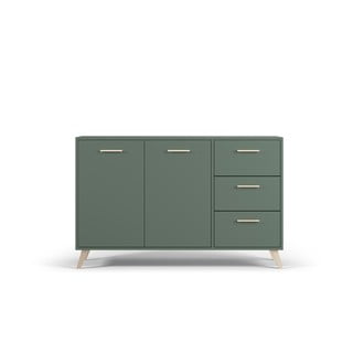 Žalia žema komoda 140x86 cm Burren - Cosmopolitan Design