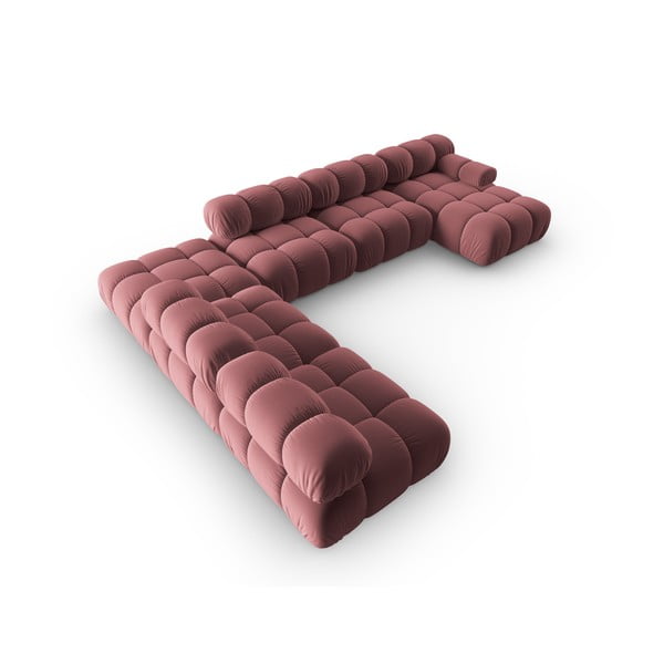 Sofa rožinės spalvos iš velveto 379 cm Bellis – Micadoni Home-image-4