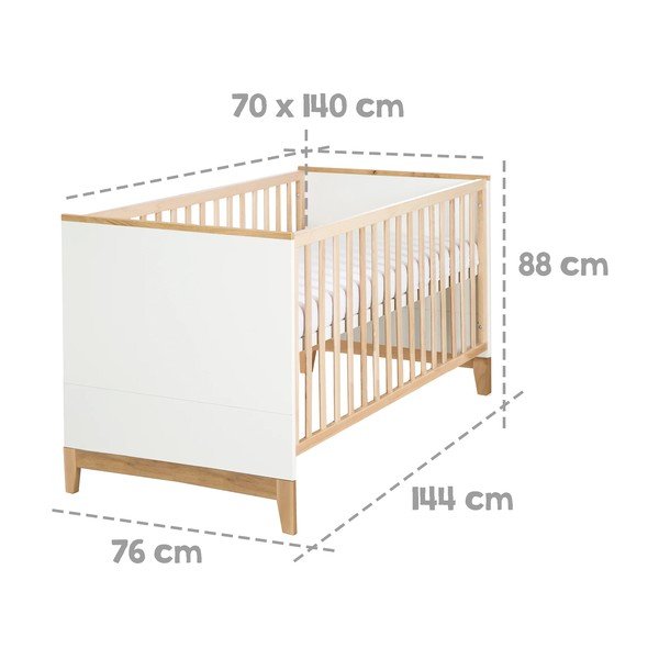 Iš buko masyvo vaikiška lovelė baltos spalvos/natūralios spalvos 70x140 cm Finn – Roba-image-4