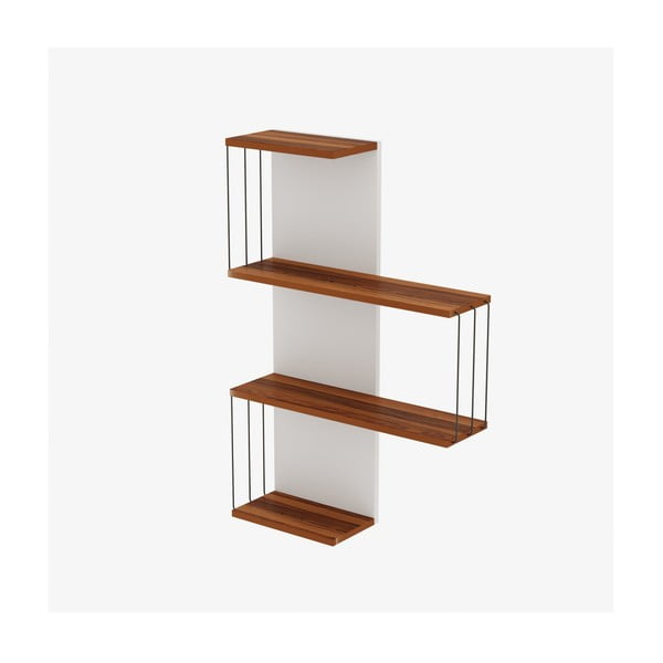 Kelių aukštų sieninė lentyna baltos spalvos/natūralios spalvos iš pušies 64 cm Cambel – Kalune Design-image-2