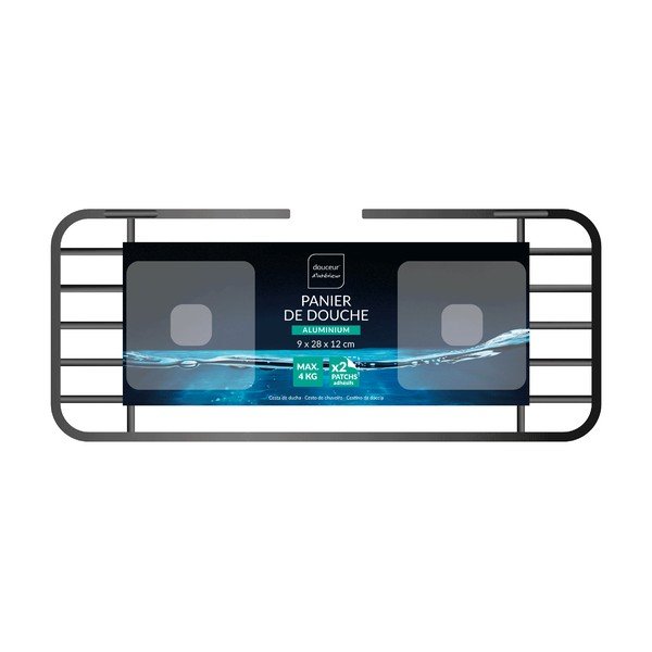 Su montavimu be gręžimo matinės juodos spalvos iš aliuminio vonios lentyna Filaire Aluminium – douceur d'intérieur-image-2