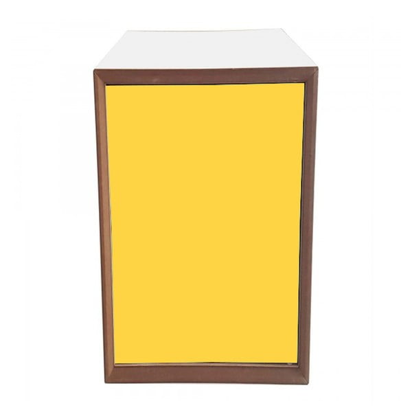 Lentyna su baltu rėmu ir geltonomis durelėmis Ragaba PIXEL, 40 x 80 cm
