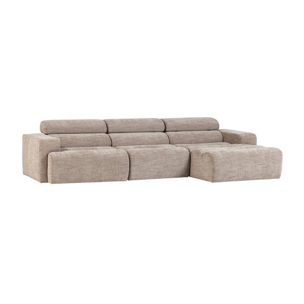 Smėlio spalvos reguliuojama kampinė sofa (su dešiniuoju kampu/su gultu) Novi – WOOOD