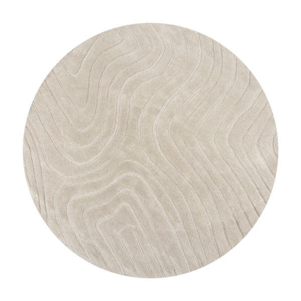 Rankų darbo iš vilnos apvalios formos kilimas kreminės spalvos ø 160 cm Mesmerise Natural – Flair Rugs