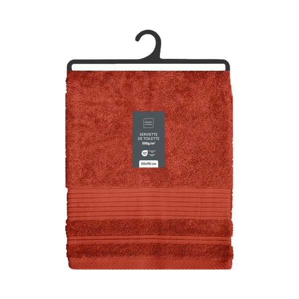 Raudonos plytų spalvos iš frote audinio iš medvilnės rankšluostis 50x90 cm Tendresse – douceur d'intérieur-image-4