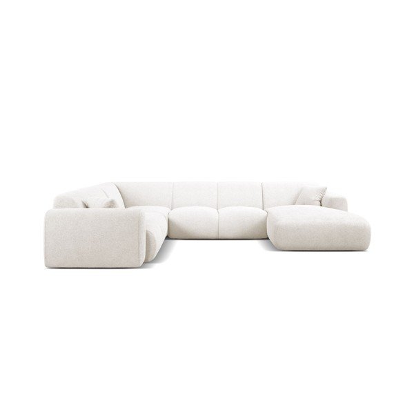 Baltos spalvos kampinė sofa iš boucle („U“ formos) Molino – Micadoni -image-1