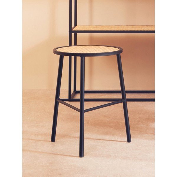 Juodos spalvos/natūralios spalvos iš rotango taburetė Depok – Premier Housewares-image-1