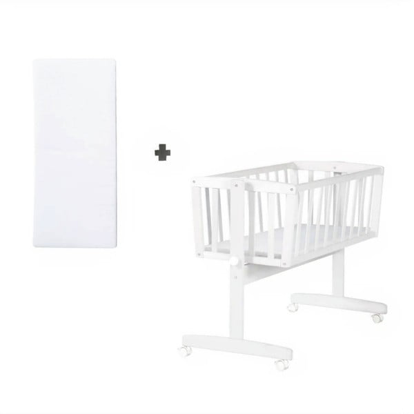 Lopšys baltos spalvos ant ratukų 40x90 cm – Roba-image-4