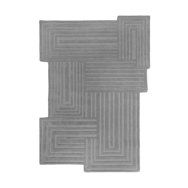 Rankų darbo pilkos spalvos iš vilnos kilimas 160x230 cm Zen Rectangles – Flair Rugs