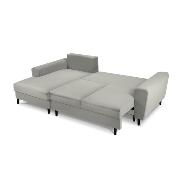 Šviesiai pilkos spalvos iš kordinio velveto sulankstoma/su sandėliavimo vieta kampinė sofa (su kairiuoju kampu/su gultu) Kyoto – Cosmopolitan Design-image-2