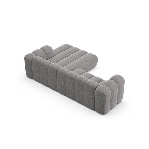 Pilkos spalvos kampinė sofa iš šenilinio audinio (su dešiniuoju kampu/su gultu) Lupine – Micadoni -image-3