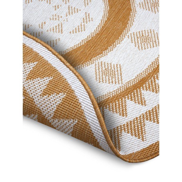 Apvalios formos lauko kilimas ochros spalvos/baltos spalvos ø 140 cm Jamaica – NORTHRUGS-image-2