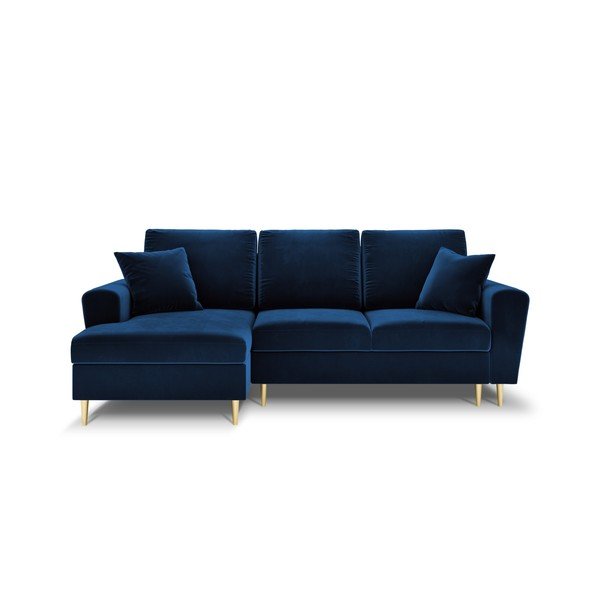 Mėlynos spalvos iš velveto sulankstoma/su sandėliavimo vieta kampinė sofa (su kairiuoju kampu/su gultu) Kyoto – Cosmopolitan Design