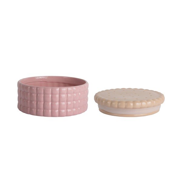 Dekoratyvinė šviesiai rožinės spalvos iš keramikos daiktadėžė ø 20x10 cm Biscuit Box – PT LIVING-image-2