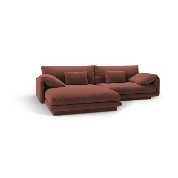 Iš velveto kampinė sofa rožinės spalvos (su kairiuoju kampu/su gultu) Torino – Micadoni -image-2