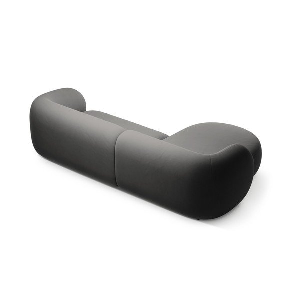 Tamsiai pilkos spalvos kampinė sofa iš velveto (su kairiuoju kampu/su gultu) Kate – Micadoni -image-2