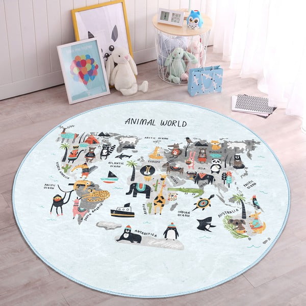 Vaikiškas kilimas šviesiai mėlynos spalvos ø 120 cm Comfort – Mila Home-image-2